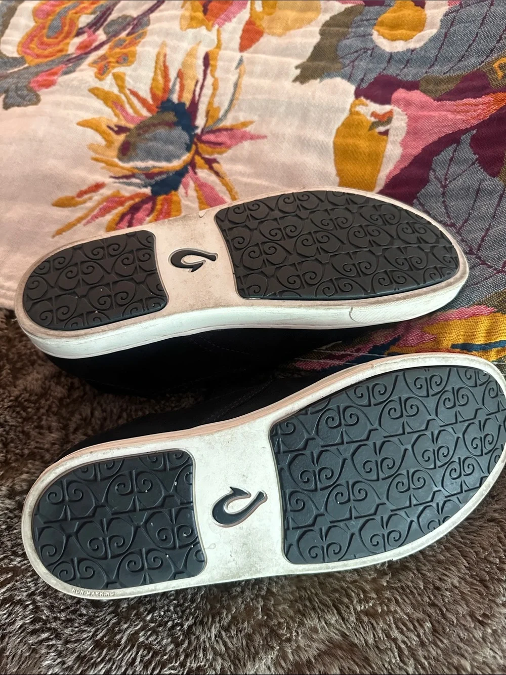 Olukai  Black Camouflage Slip-Ons